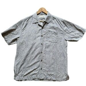 Tommy Bahama Men's  Silk Geometric Button Front Hawaiian Shirt Gray, Large